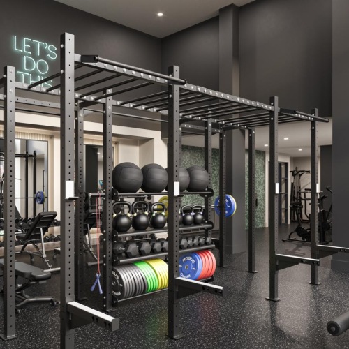 a gym with exercise equipment