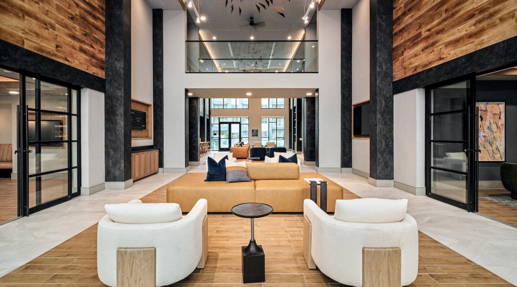 open two story room with seating