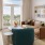 a living room with a large window