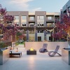 A fire pit in a court yard