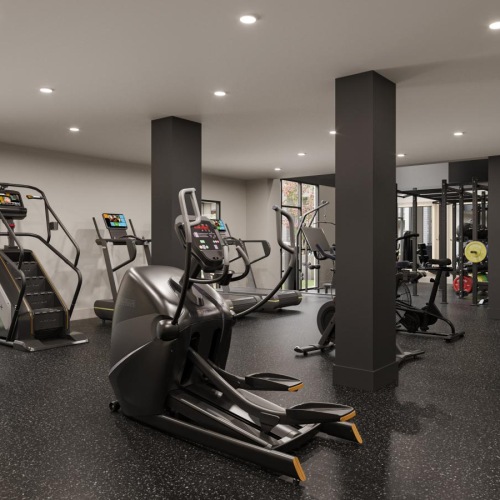 a gym with exercise equipment